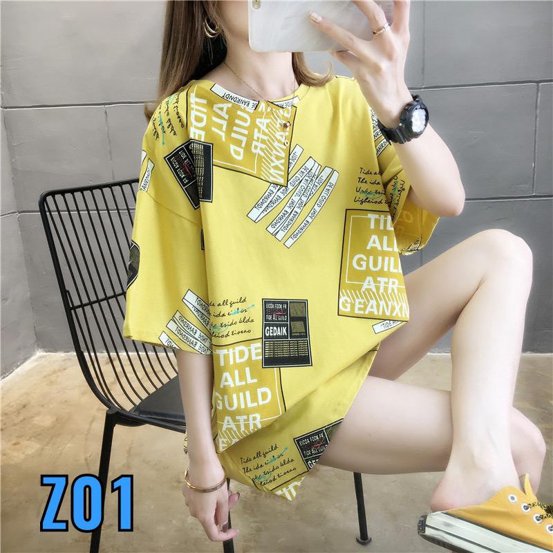 Oversize Tee Tshirt   Wanita Model Longgar Motif Tide All Guide Z01