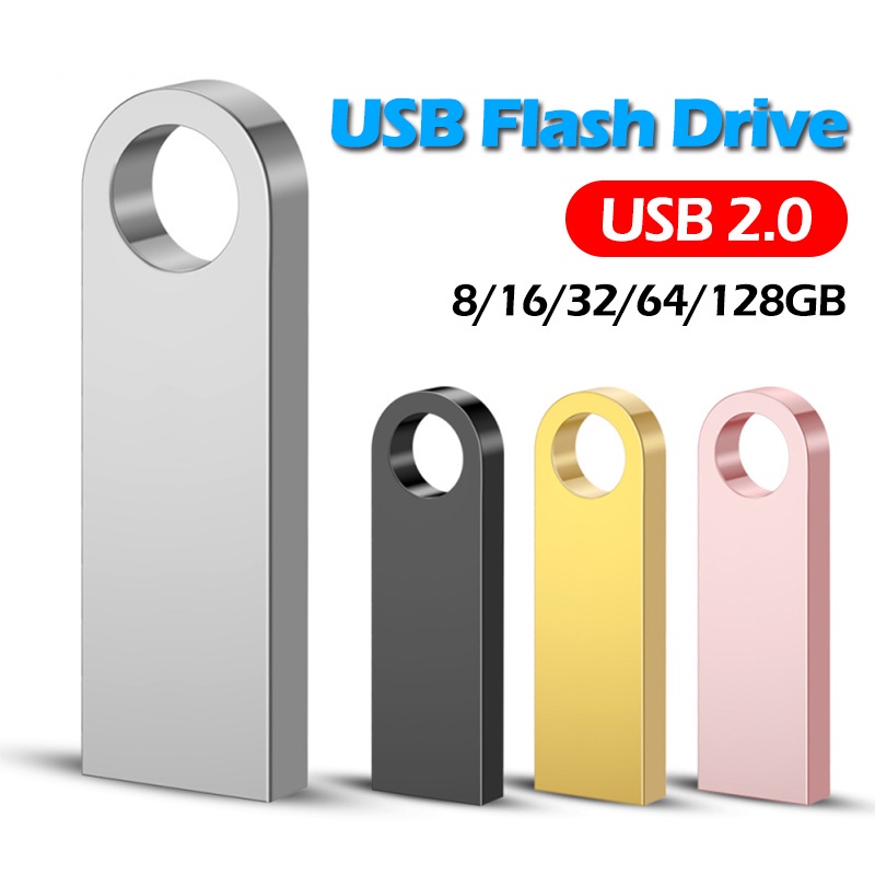 Flashdisk 128GB USB Flash Drive Waterproof Metal Memory Unit 2.0 64GB/32GB/16GB/8GB/4GB High Speed USB Memory Disk