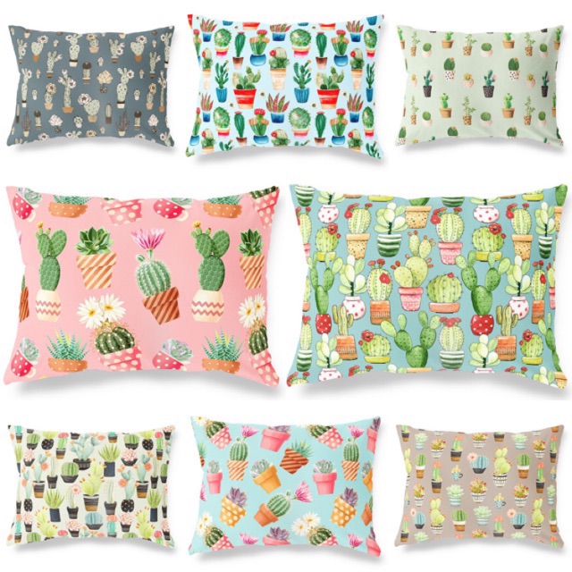 Bantal Tidur Anak Print Motif Tanaman Kaktus / Cactus / Cacti Ukuran 45x30 cm - Pusat Kado Murah