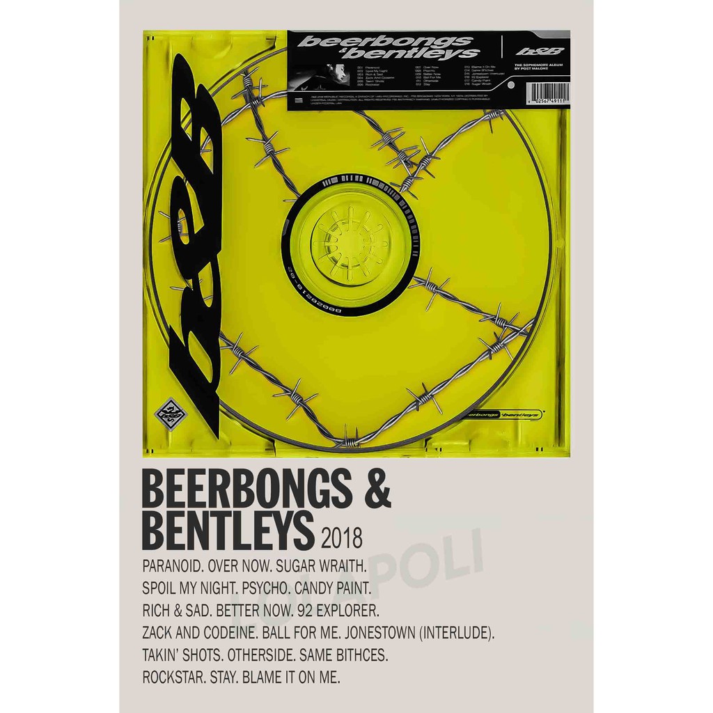 Poster Cover Album Beerbongs &amp; Bentleys - Post Malone