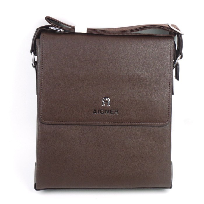 FREE ONGKIR Tas Kulit Pria Slimbag Bodybag Import Branded - AIGNER GGNS BROWN