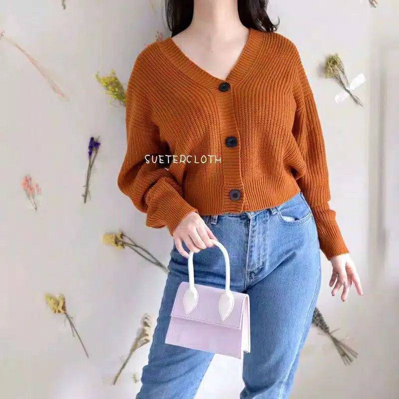 PRILLY CARDI CROP RAJUT WANITA(12 GET) /MIDI KARDIGAN /