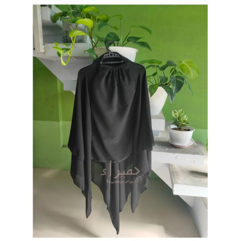 Niqob Cadar Safar Lepas Purdah Lancip 2 Lapis dengan Pad Atau Tanpa Pad  Siffon Silky Jetblack