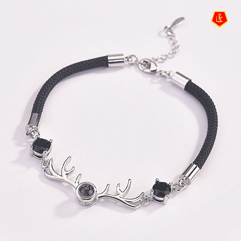 [Ready Stock]Korean Style Simple Red Rope Small Antlers Bracelet