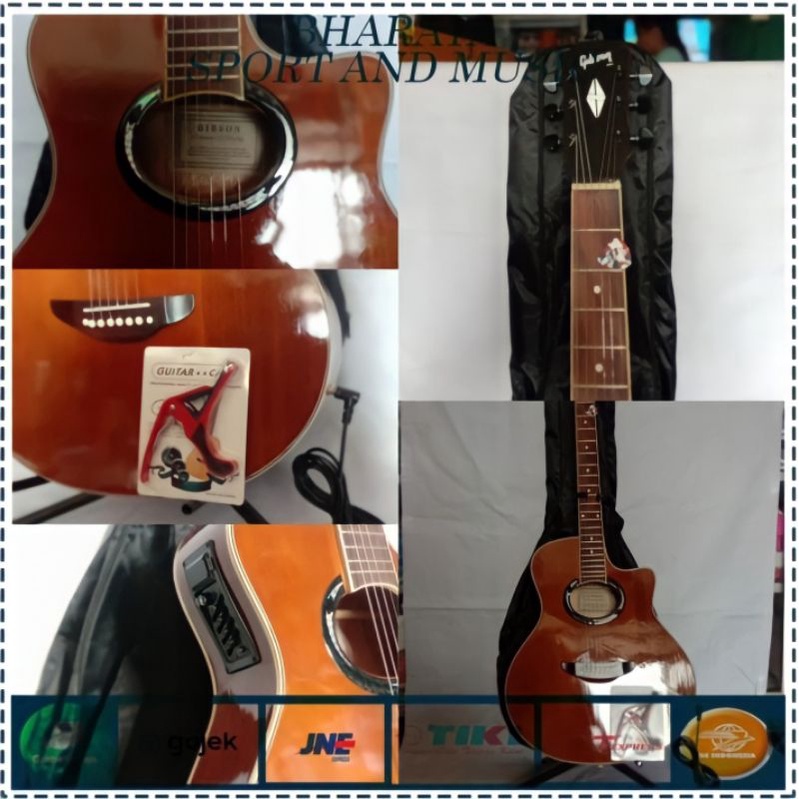 GITAR SEMI LISTRIK ACOUSTIK GIBSON / GITAR GIBSON BONUS TAS GITAR, CAPO, KABEL JACK DAN PICK