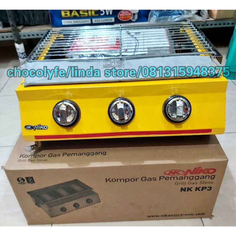 Niko BBQ Grill Gas Panggangan Sosis Kompor 3 Tungku NK-KP3