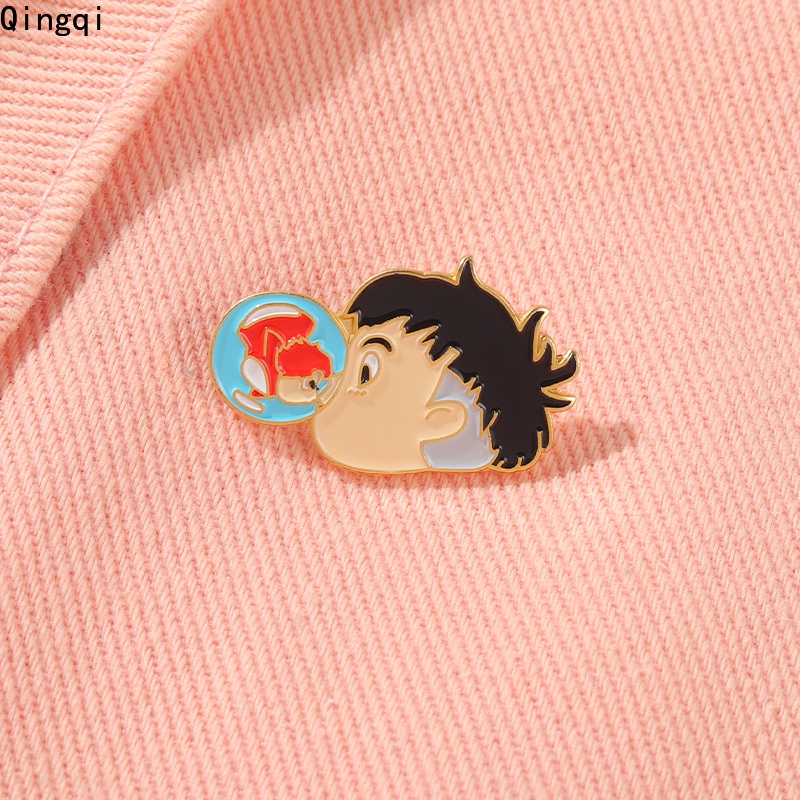 Bros Pin Enamel Desain Kartun Ponyo Sosuke Untuk Anak