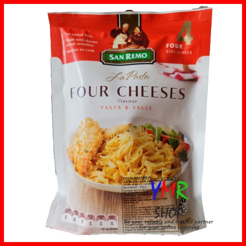 San Remo La Pasta Instant Halal Macaroni and Cheese - Four Cheese - Alfredo - Mushroom Herb - Cream and Chives - Chicken Curry 120Gr