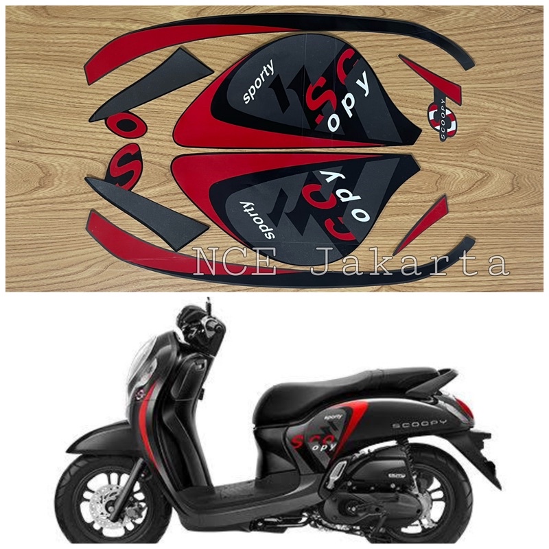 STIKER STRIPING MOTOR SCOOPY FI 2021 2022 HITAM SPORTY BLACK