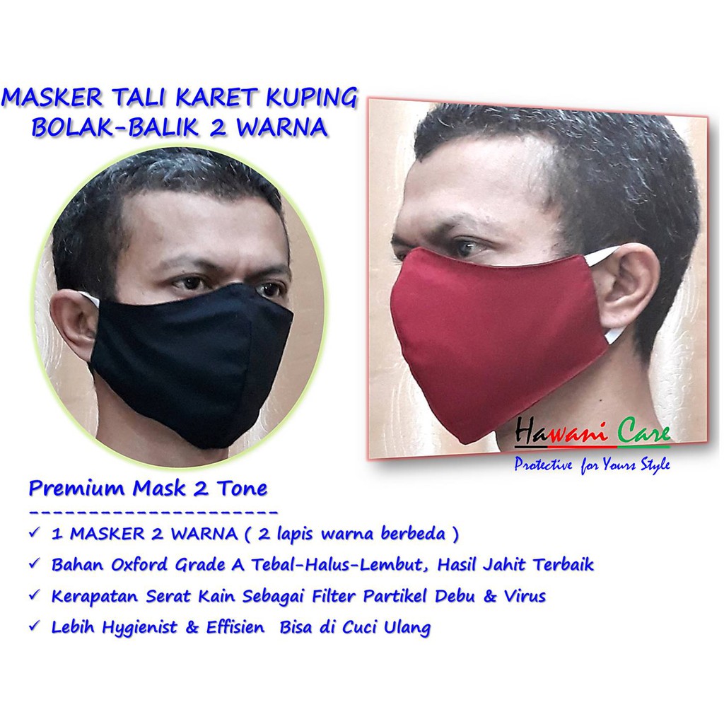 MASKER KAIN KARET KUPING BOLAK-BALIK &quot; 2 WARNA &quot;