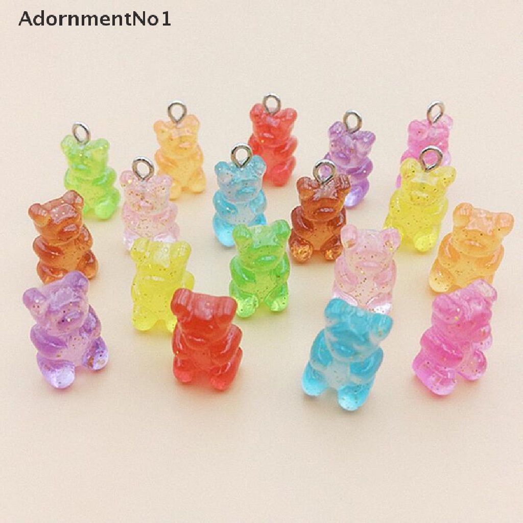 (AdornmentNo1) 10pcs / Set Liontin Bentuk Beruang Warna Permen Bahan Akrilik Untuk DIY Perhiasan