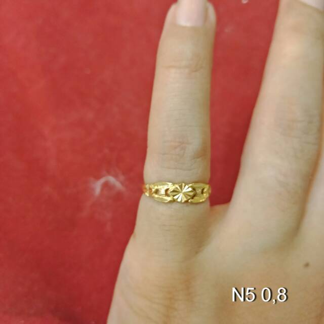 Cincin No 5 anak dan dewasa emas asli kadar 700 70% 22 1 satu gram merica anak bintang mickey cowok cewek permata