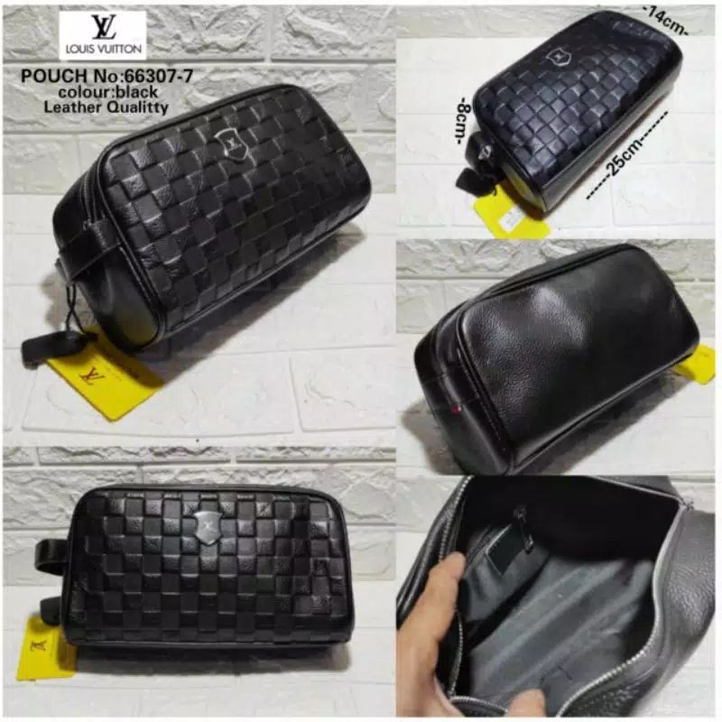 Pouch Bag LV Damier Embos/Tas Tangan Leather/Handbag Lv Kulit asli import