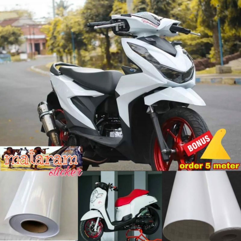 STIKER SKOTLET MOTOR WARNA PUTIH / SKOTLET MOTOR WARNA PUTIH GLOS / PUTIH DOF /STIKER WARNA PUTIH