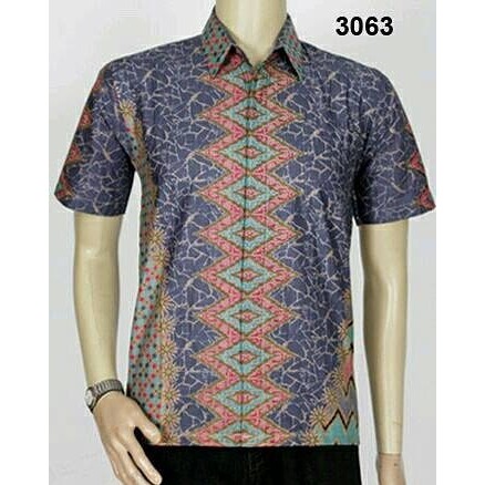 Baju batik pria lengan pendek batik waru abu abu Berkualitas