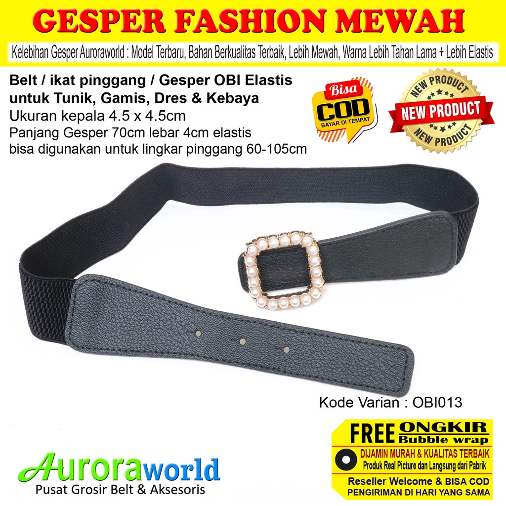 AURORAWORLD ikat pinggang wanita premium belt elastis wanita obi belt karet gesper kebaya sabuk mewah korea untuk dress tunik gamis bisa cod