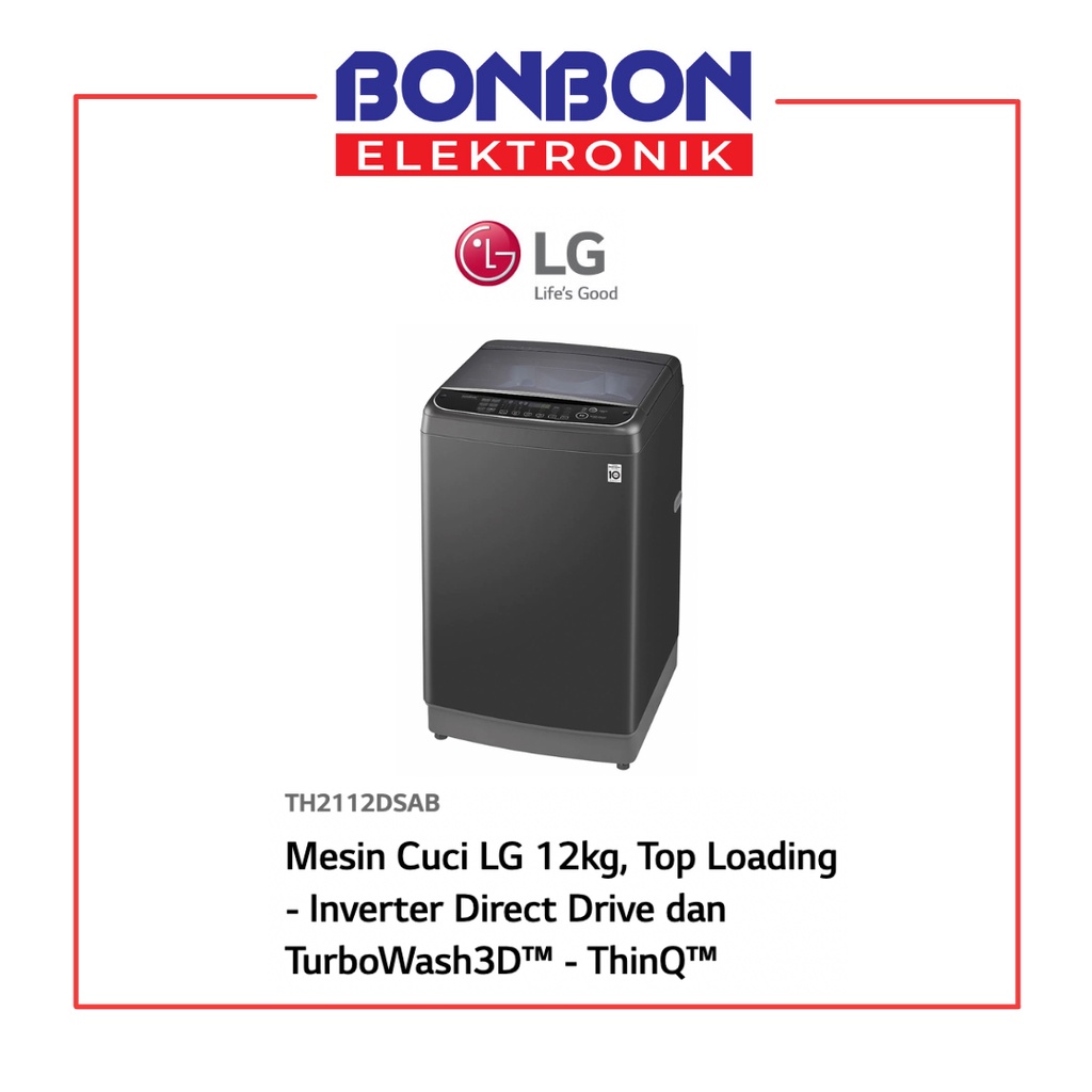 LG Mesin Cuci 1 Tabung 12KG TH2112DSAB / TH 2112 DSAB INVERTER