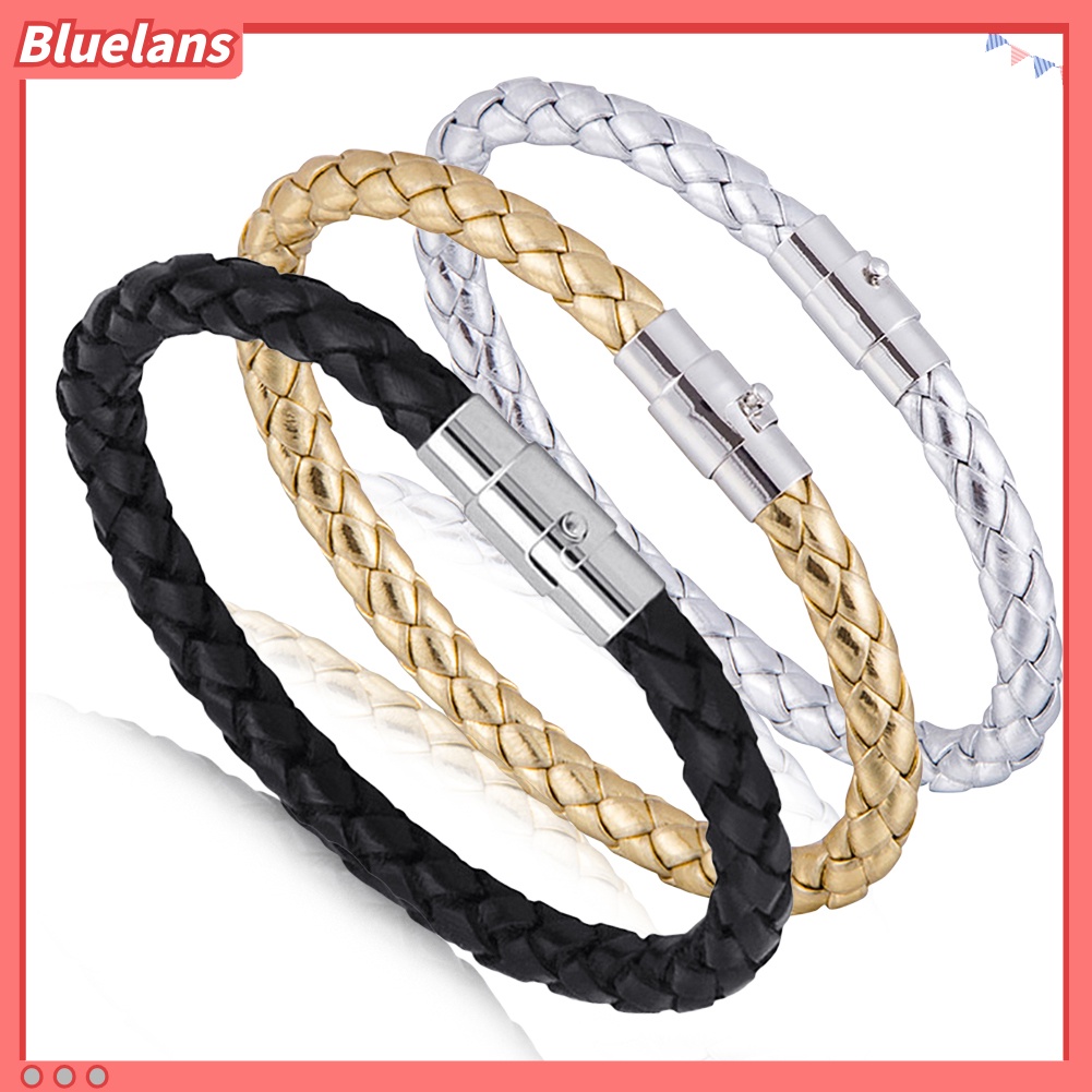 Bluelans Women Fashion Leather Rope Braided Buckle Bracelet Bangle Wrap Jewelry Gift