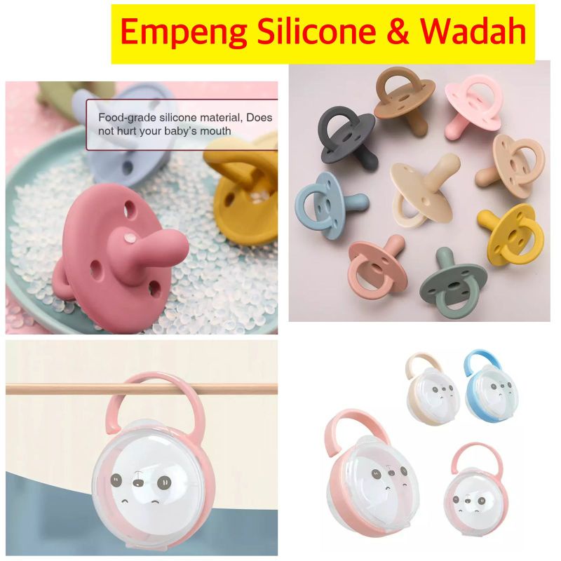 Empeng Silikon / kompeng silicone bayi Pacifier Baby Wadah Box kotak empeng Food Grade Silicone Soother