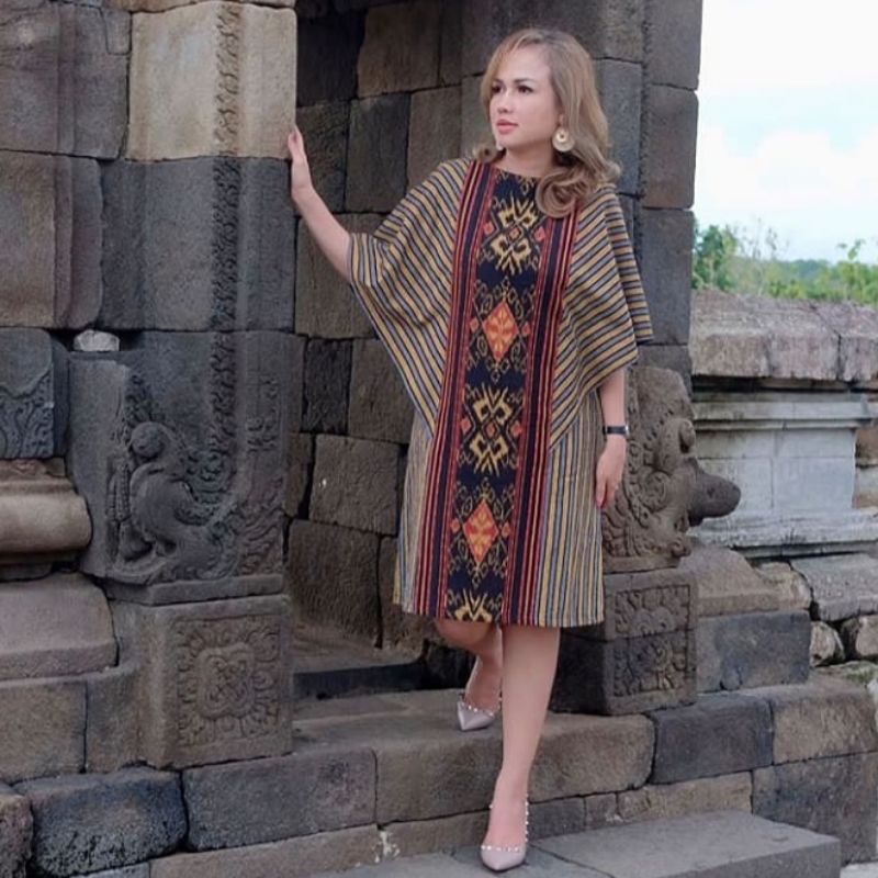 Dress kimono Tunik tenun motif OOTD masa kini Kimono Tenun Blanket