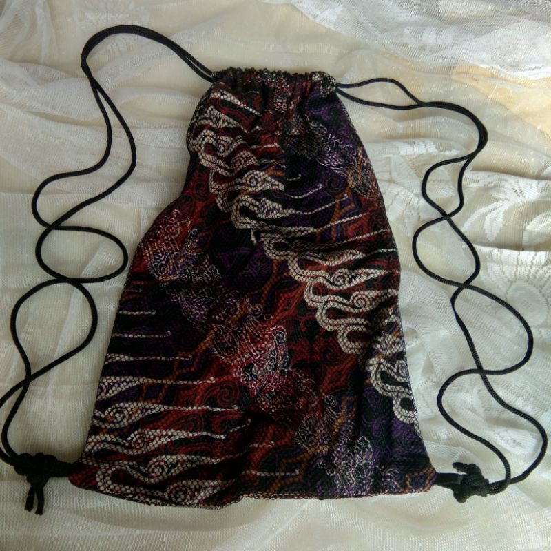 Tas kain katun motif batik tas serut tas sekolah tas punggung wanita murah