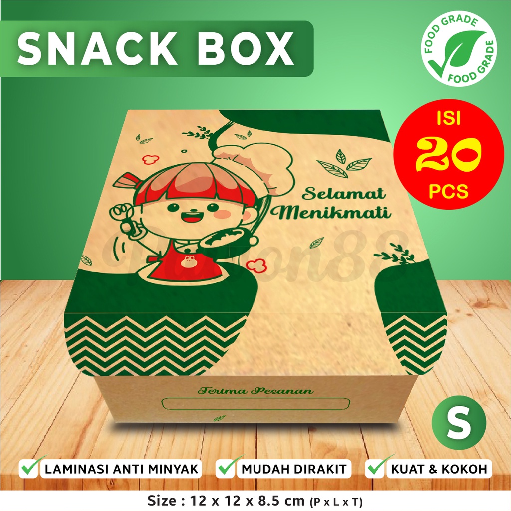 

Dus Snack - Snack Box - Box Kue - CSMT- S - 12x12x8,5 (20 Pcs)