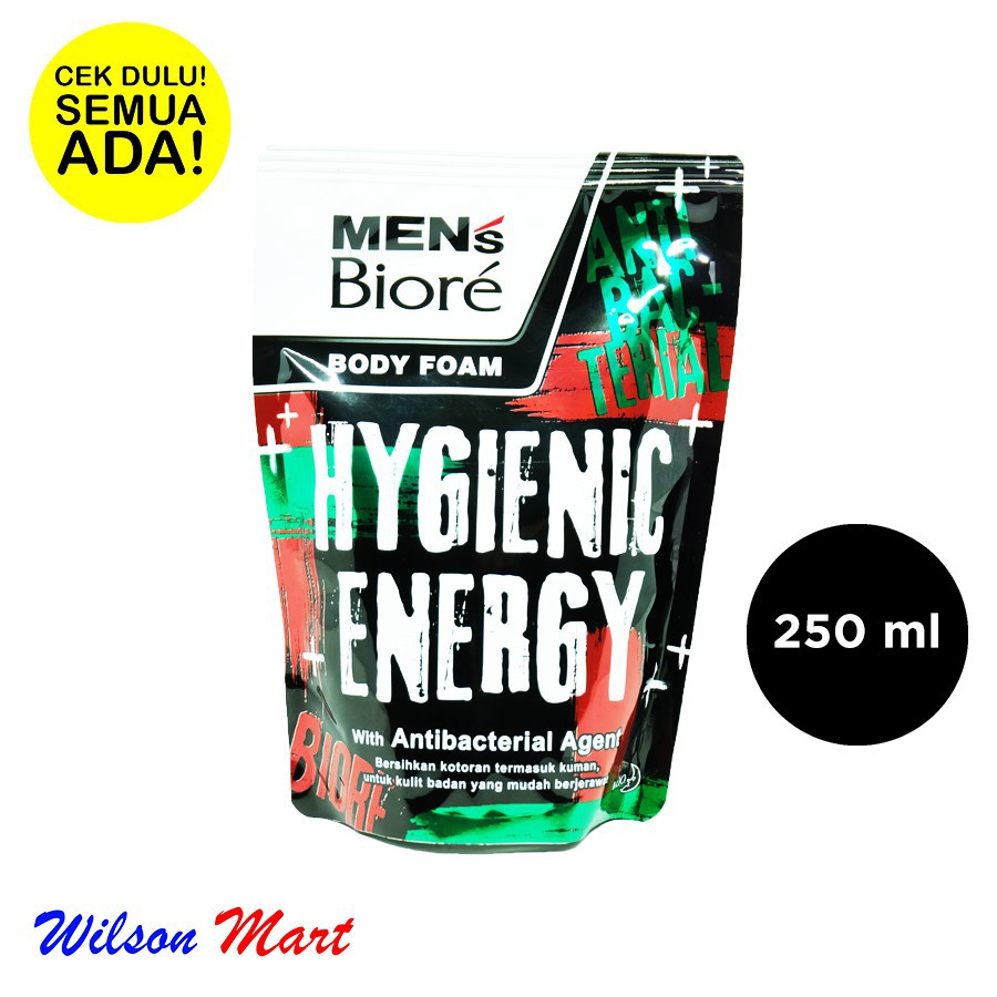 Biore Men's 250ml Kemasan Refill Body Foam 3 varian Hygienic Energy - High Energy - Cool Energy