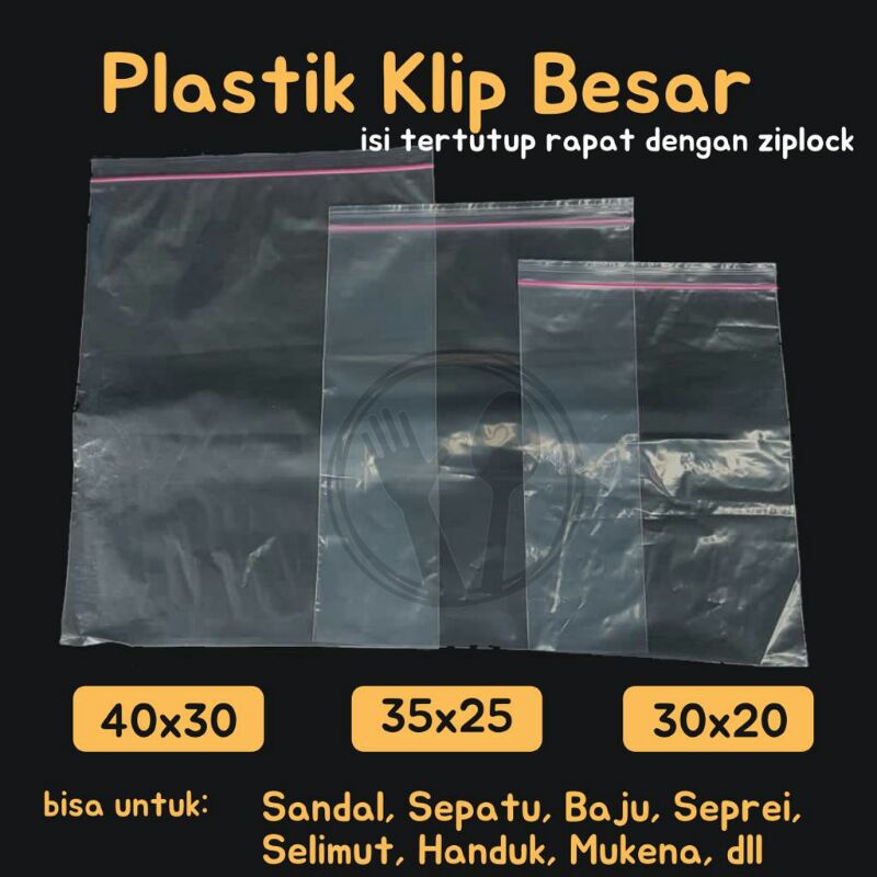 Jual Plastik Klip Besar Klip Baju Bening 30x20 35x25 40x30 Plastik Ziplock Plastik Klip Tanpa 0370