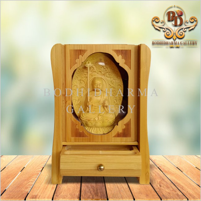 Rupang Patung Arca Mini Altar Kayu Ksitigarbha Bodhisattva