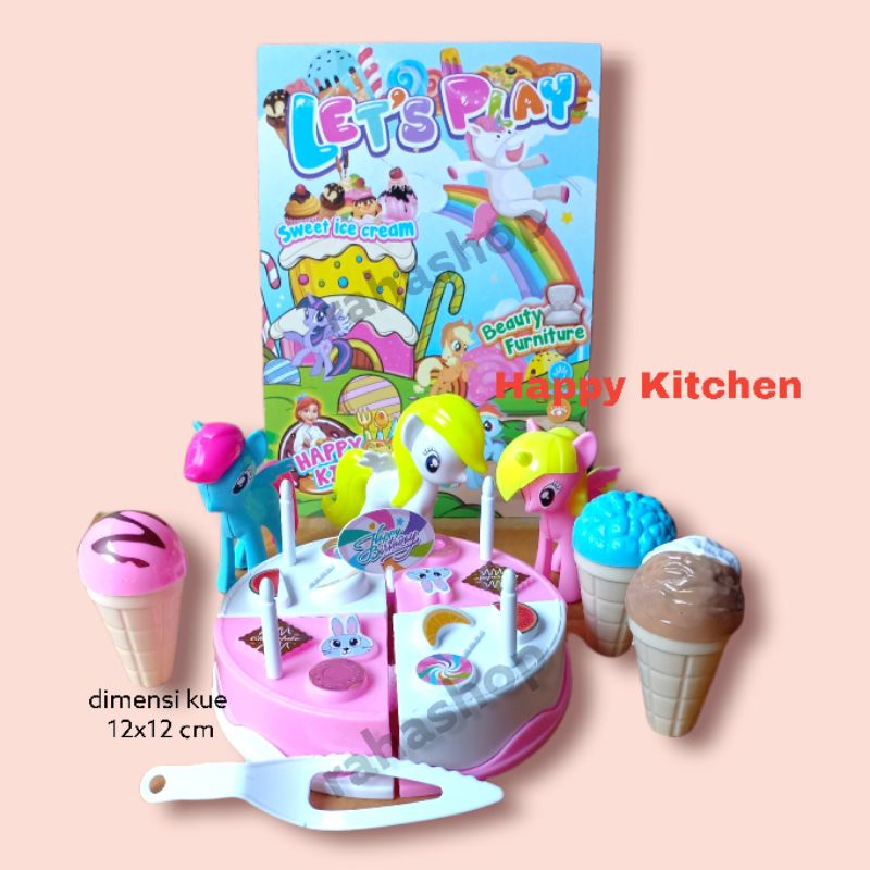Mainan kue ultah cake kuda poni set