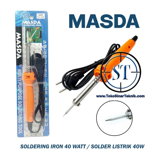 Solder MASDA 40W - Soldering Iron Solderan Timah 40 Watt Mata Kristal Runcing DS-40 W Orange 220-240V Masda Korea