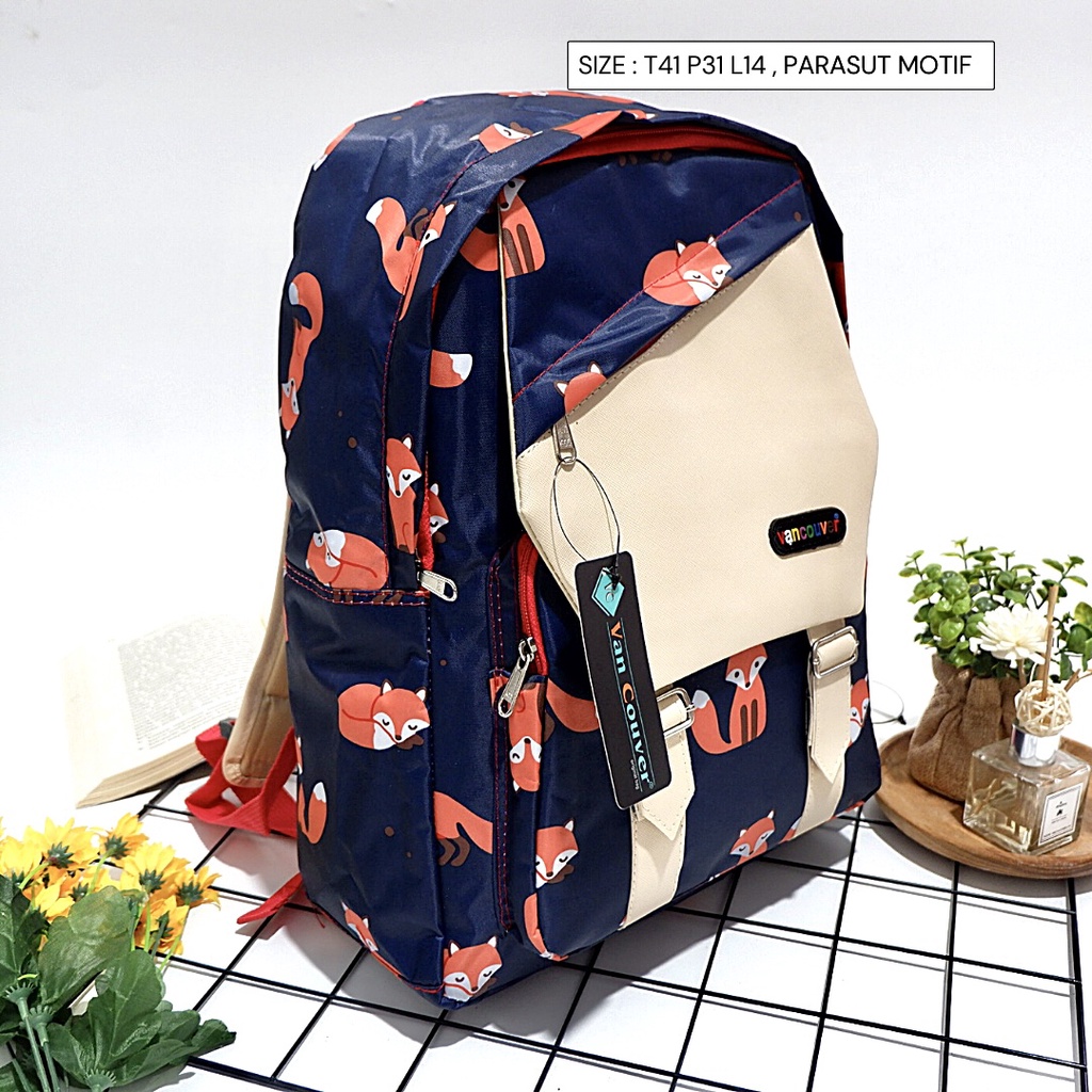 COD Sis TAS Ransel WANITA PARASUT ANTI AIR DENGAN MOTIF kotak /BAG Lokal/ TAS MURAH Simpel elegan Semarang