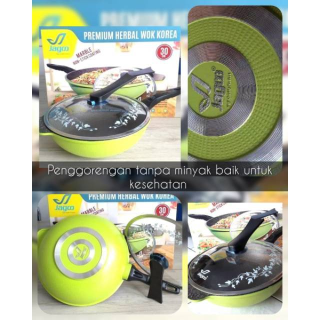 Wajan herbal korea wol pan 30cm / premium herbal wok korea wajan penggorengan tanpa minyak