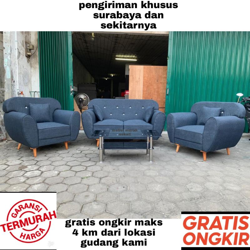 (PROMO) Sofa Retro Scandinavian Set 2 1 1 / Sofa Retro Minimalis + Meja