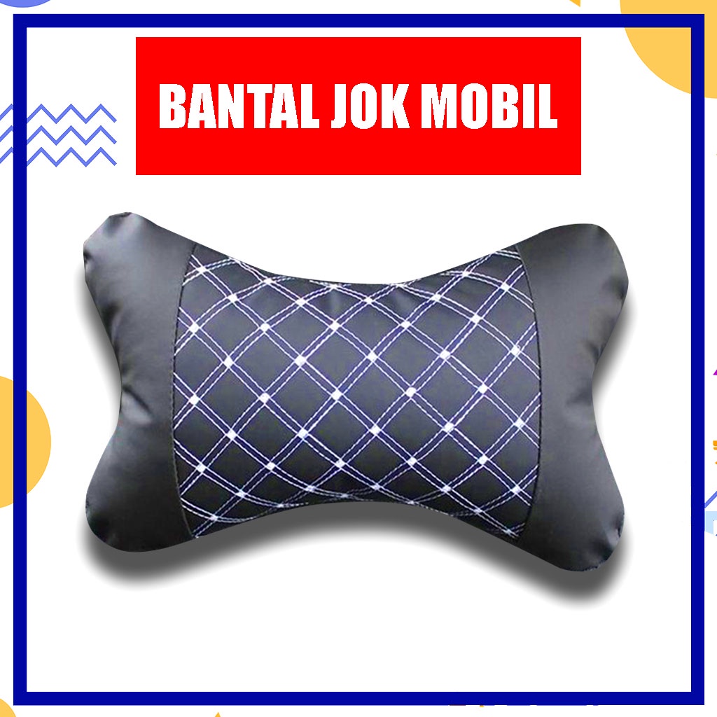 Bantal Jok Mobil Senderan Kepala Nyaman &amp; Empuk Motif Garis Merah - Bantal Mobil Premium Anti Pegel Motif Garis