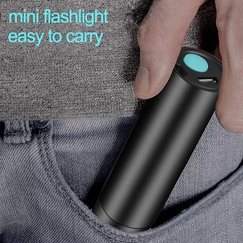 Senter Saku Mini Portable Usb Rechargeable Bahan Aluminum Alloy Dengan 3 Mode Zoom