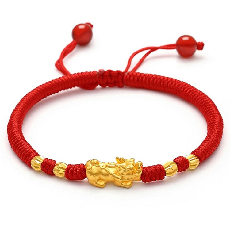 Gelang Tali Kepang Handmade Adjustable Warna Merah Untuk Pria / Wanita