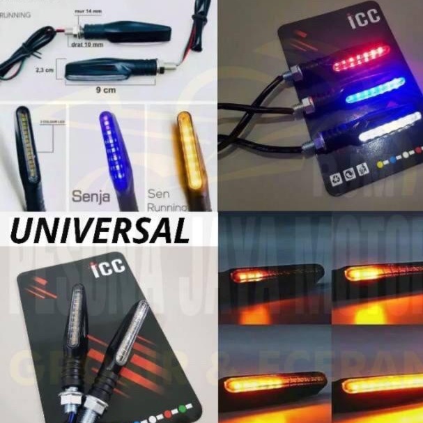 LAMPU SEN MINI LIDI LED RUNING 2 WARNA  2 in 1 SENJA BIRU SEN KUNING VARIASI R15 CBR NINJA DLL UNIVERSAL