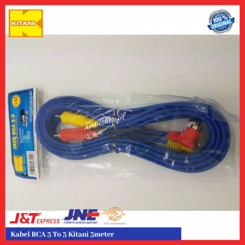 Kabel Kitani RCA Audio 3 in 3 Panjang 3 M High Quality Super Murah