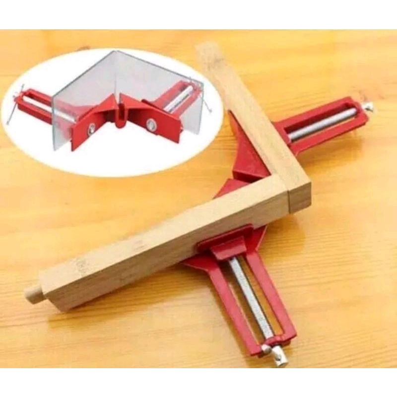 Corner Clamp Penjepit Besi Kayu Kaca 90 Derajat Klem Ragum Sudut Siku Catok Meja / klem Sudut