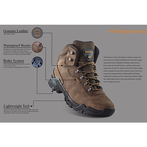 Sepatu Gunung Hiking Outdoor Mokzhaware Enlighteen Brown Black