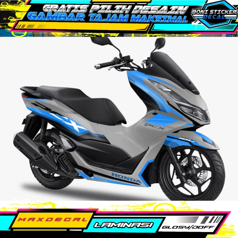 BSD decal full body Honda PCX160 motip simple biru tosca