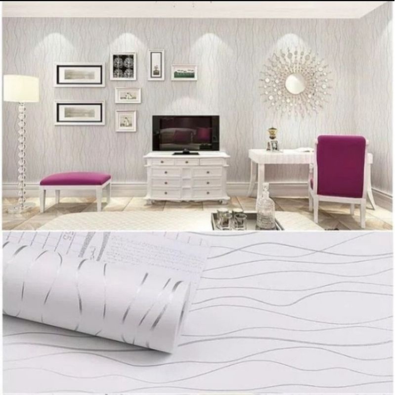 Wallpaper | Wallpaper Dinding | Stiker Dinding Motif Garis Putih 186