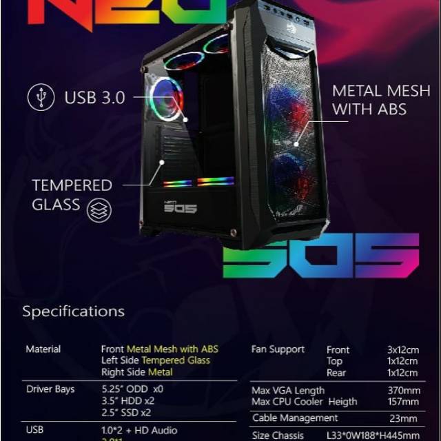 CASING GAMING IMPERION NEO 505 TRANSPARAN CASE