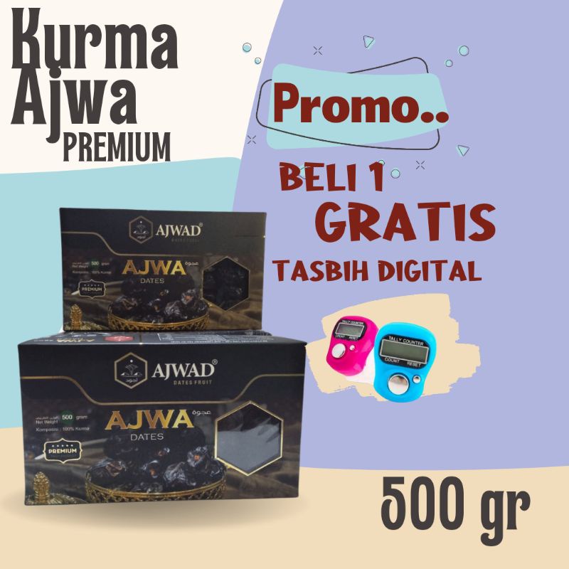

Kurma ajwa premium original Ajwad Dates 500 gram