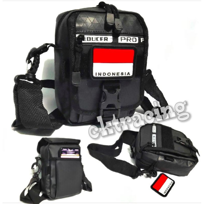 tas selempang kecil tactical army plus patch rubber - tas hp sarung hp