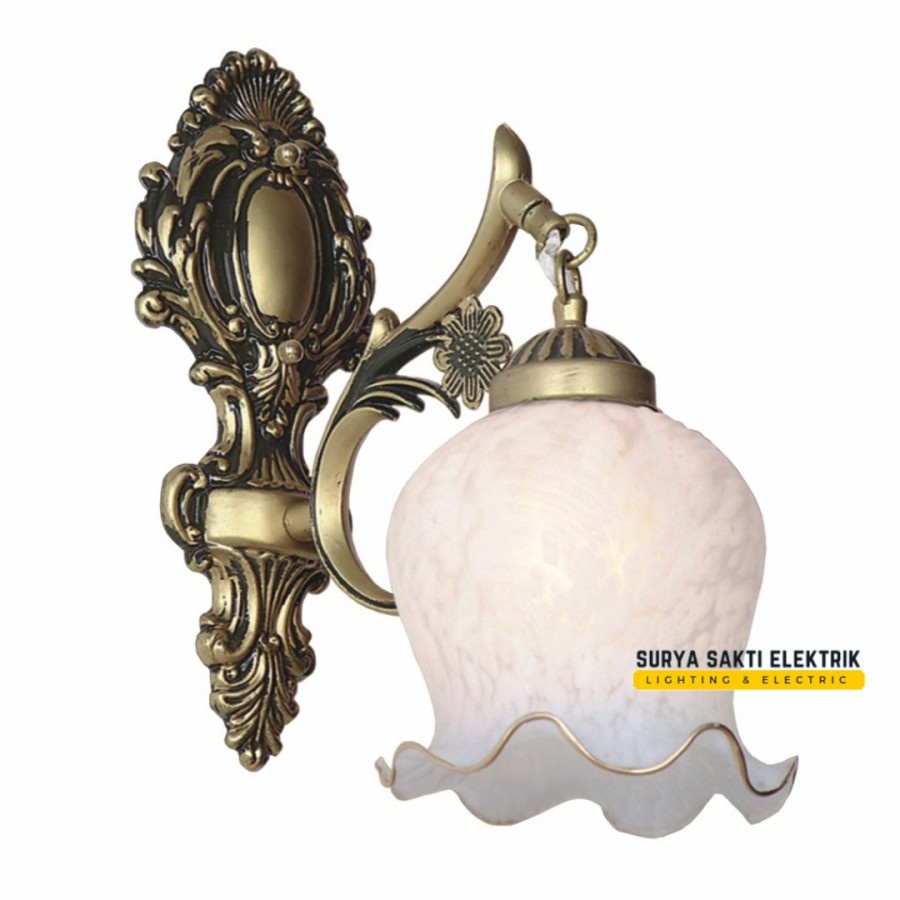 LAMPU DINDING GOLD KLASIK KACA MEWAH HIAS RUANG TAMU MAKAN
