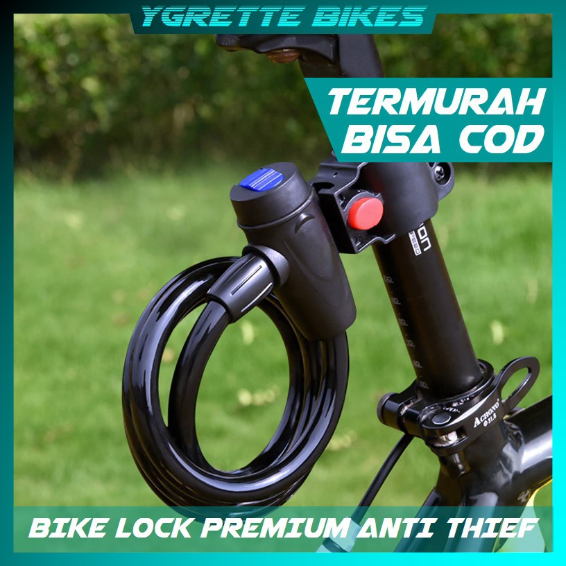 YGRETTE - PREMIUM TaffGUARD Kunci Gembok Sepeda Anti Maling Cable Coil Lock Stainless Steel -