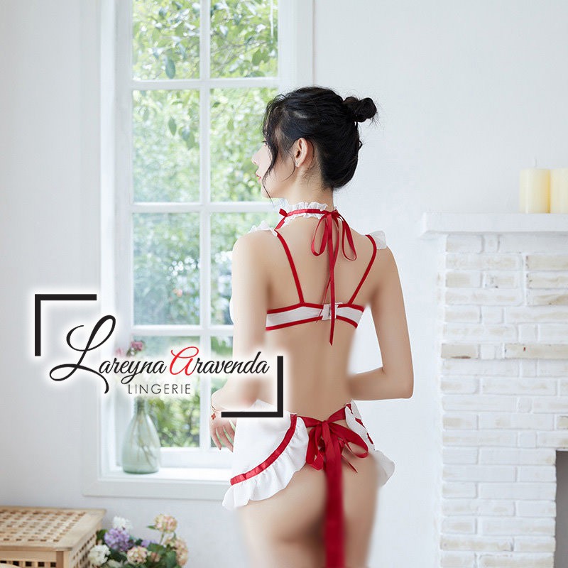 Set Lingerie + G String Seksi Model Costume Nurse Uniform Temptation LG997