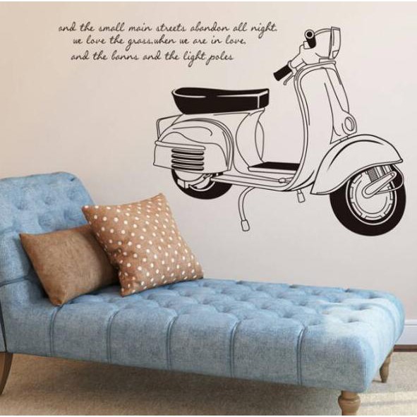Kw Reliza Wall Sticker Stiker Dinding 60x90 Motor Vespa Siluet Hitam Hiasan Dinding Jm7161 Shopee Indonesia